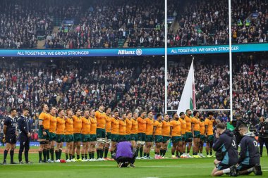 Avustralya milli marşı, Quilter Nations Serisi 2025 maçında İngiltere Avustralya 'ya karşı Allianz Stadyumu, Twickenham, Birleşik Krallık, 1 Kasım 202