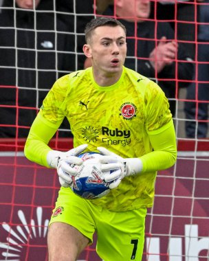 Fleetwood Town 'dan David Harrington 1 Kasım 2025 tarihinde Birleşik Krallık' ın Highbury Stadyumu 'nda Fleetwood Town' a karşı oynanan 1. 