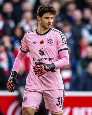 Manchester United kalecisi Senne Lammens Premier League maçında Nottingham Forest Manchester United 'a karşı City Ground, Nottingham, İngiltere, 1 Kasım 202