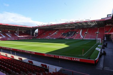 Bramall Lane 'in, 1 Kasım 202' de Bramall Lane, Sheffield, İngiltere 'de oynanan Sheffield United - Derby County maçı öncesinde genel bir görüntüsü.