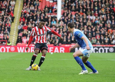 Sheffield United takımından Chiedozie Ogbene, 1 Kasım 202 'de Bramall Lane, Sheffield, İngiltere' de oynanan Sheffield United - Derby County maçında pas attı.