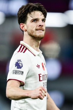 Arsenal 'den Declan Rice, 1 Kasım 202' de İngiltere 'nin Burnley-Arsenal maçında Premier Lig karşılaşmasında kazandığı 0-2' lik galibiyeti kutladı.