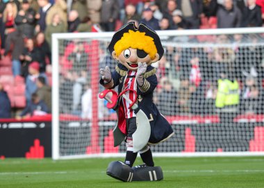 Sheffield United, İngiltere 'nin Sheffield Lane şehrinde oynanan Sky Bet Şampiyonası maçında maskot Sheffield United' a karşı Derby County, 1 Kasım 2025 