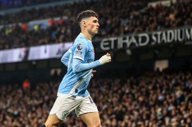 Manchester City ile Bournemouth arasında oynanan Premier League maçında Manchester City 'den Phil Foden, Etihad Stadyumu, İngiltere, 2 Kasım 2025