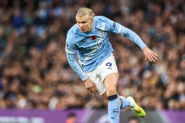 Manchester City ile Bournemouth arasındaki Premier League maçı sırasında Manchester City 'den Erling Haaland, Etihad Stadyumu, İngiltere, 2 Kasım 2025 