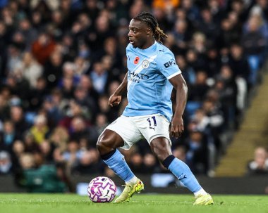Manchester City ile Bournemouth arasındaki Premier League maçı sırasında Manchester City 'den Jeremy Doku, Etihad Stadyumu, İngiltere, 2 Kasım 2025 