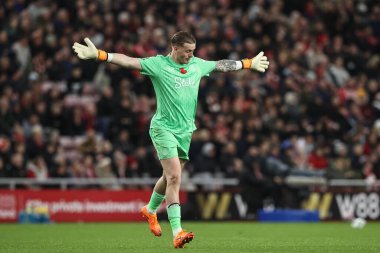 Everton 'dan Jordan Pickford, 3 Kasım 2025' te İngiltere 'nin Sunderland-Everton Stadyumu' nda oynanan Premier League karşılaşmasında tepki gösterdi. 