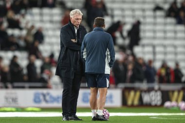 Everton 'ın antrenörü David Moyes Premier League maçında Everton' a karşı Stadyum Of Light, Sunderland, İngiltere 'de 3 Kasım 2025' te oynanan ısınma maçında 