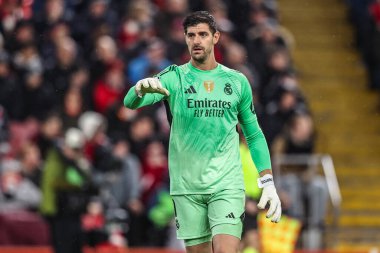 Real Madrid kalecisi Thibaut Courtois UEFA Şampiyonlar Ligi maçında 4 / 8 Liverpool Real Madrid 'e karşı Anfield, Liverpool, İngiltere, 4 Kasım 2025