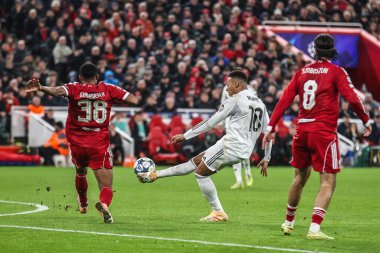 Real Madrid 'den Kylian Mbappe, 4 Kasım 2025' te Anfield, Liverpool, İngiltere 'de oynanan UEFA Şampiyonlar Ligi 4 / 4 Liverpool Real Madrid maçında gol attı.