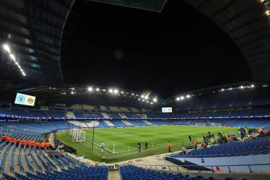 Manchester City, Manchester Stadyumu 'nda 5 Kasım 2025' te oynanan 8 Manchester City - Borussia Dortmund maçında Manchester Şampiyonlar Ligi 'nin genel bir görüntüsü. 