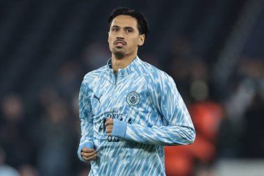 Manchester City 'den Tijjani Reijnders maç öncesi ısınma oturumunda Manchester City' nin Borussia Dortmund 'a karşı oynadığı 8 Manchester City maçında 5 Kasım 2025 tarihinde 