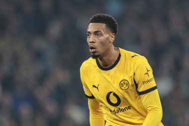 Borussia Dortmund takımından Felix Nmecha UEFA Şampiyonlar Ligi Maçı sırasında Manchester City 'nin Borussia Dortmund' a karşı 5 Kasım 2025 'te Manchester Stadyumu' nda oynandı. 