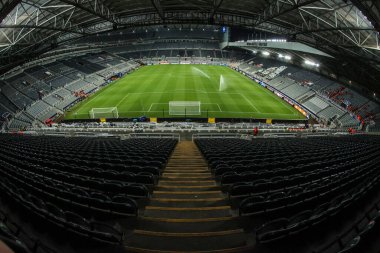 UEFA Şampiyonlar Ligi karşılaşması öncesinde St. James 's Park, Newcastle, İngiltere' de 5 Kasım 2025 'te oynanan 8 Newcastle United - Atletizm Kulübü karşılaşmasının genel görünümü 