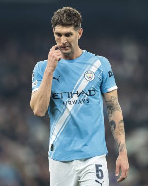 Manchester City 'den John Stones UEFA Şampiyonlar Ligi Maçı sırasında 8 Manchester City' den 4. Maç Borussia Dortmund 'a karşı Manchester Stadyumu' nda, 5 Kasım 2025 