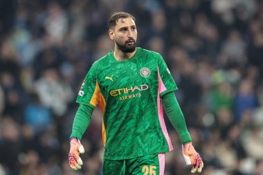 Manchester City kalecisi Gianluigi Donnarumma UEFA Şampiyonlar Ligi maçında 8 Manchester City Borussia Dortmund 'a karşı 5 Kasım 2025 Manchester Stadyumu, İngiltere 