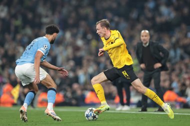 Borussia 'dan Maximilian Beier, 5 Kasım 2025 tarihinde Manchester, İngiltere' deki Manchester Stadyumu 'nda 8 Manchester City' den Borussia Dortmund 'a karşı 4. 