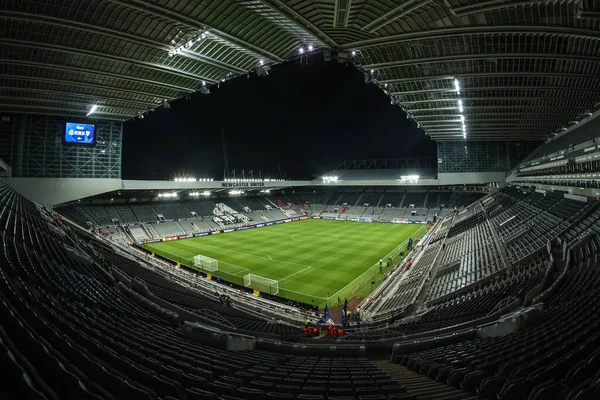 UEFA Şampiyonlar Ligi karşılaşması öncesinde St. James 's Park, Newcastle, İngiltere' de 5 Kasım 2025 'te oynanan 8 Newcastle United - Atletizm Kulübü karşılaşmasının genel görünümü 