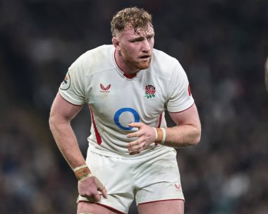 İngiltere 'den Ollie Chessum, Quilter Nations Serisi 2025 karşılaşmasında İngiltere, Fiji' ye karşı Allianz Stadyumu, Twickenham, Birleşik Krallık, 8 Kasım 2025