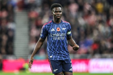 Arsenal 'den Bukayo Saka Premier Lig maçında Sunderland, Sunderland-Arsenal Stadyumu, Sunderland, İngiltere, 8 Kasım 2025 