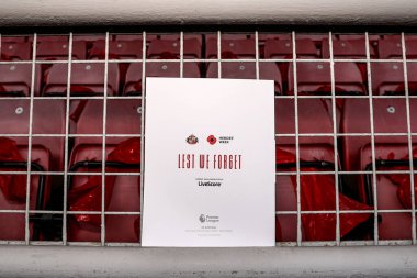 Premier Lig maçının arka kapağı 8 Kasım 2025 'te İngiltere' nin Sunderland-Arsenal Stadyumu 'nda oynanan Sunderland maçında. 