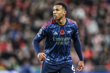 Gabriel of Arsenal Premier League maçı sırasında Sunderland Arsenal 'e karşı Stadium Of Light, Sunderland, İngiltere, 8 Kasım 2025 