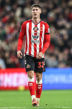 Sunderland 'dan Trai Hume Premier Lig maçı sırasında Sunderland Arsenal' e karşı Stadium of Light, Sunderland, İngiltere, 8 Kasım 2025 