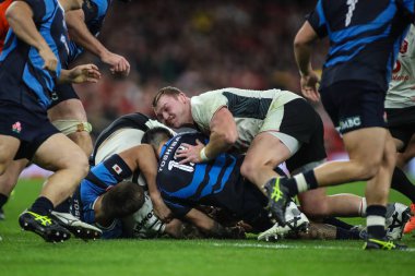 Galler 'in Dewi Gölü, Quilter Nations Serisi 2025' te Principality Stadyumu, Cardiff, Birleşik Krallık 'ta, 15 Kasım 2025' te Galler - Japonya maçında 