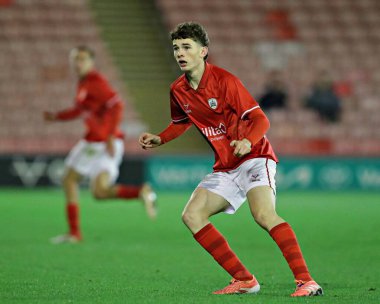 Barnsley FC U18 'den Joel Devaney 17 Kasım 2025' te Oakwell, Barnsley, İngiltere 'de oynanan FA Gençler Kupası U18' ler 2. tur karşılaşmasında Barnsley - Mansfield Town maçında 