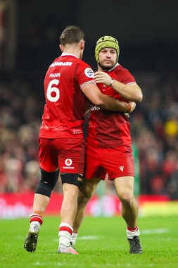 Galler 'den Harri Deaves ve Alex Mann Quilter Nations Serisi 2025' te Principality Stadyumu 'nda Galler - Yeni Zelanda maçı sırasında, 22 Kasım 2025