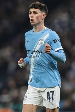 Manchester City 'den Phil Foden, Manchester Stadyumu' nda, 25 Kasım 2025 'te Manchester City - Bayer 04 Leverkusen maçında UEFA Şampiyonlar Ligi Maçı' nda 5.