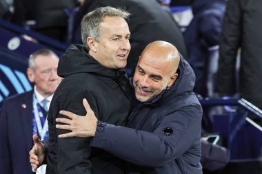 Manchester City 'nin büyük teknik direktörü Kasper Hjulmand Bayer 04 Leverkusen UEFA Şampiyonlar Ligi' nin 5. Maçı 'nda Manchester City Bayer 04 Leverkusen' e karşı Manchester City, Manchester Stadyumu 'nda oynadı.