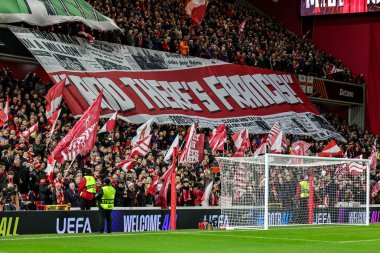 Nottingham Ormanı taraftarları UEFA Avrupa Ligi Maçı 'nda 27 Kasım 2025' te Nottingham City Ground, Nottingham, İngiltere 'de Malmö FF' ye karşı 8 maçın 5 'inde pankartla maç yaptılar. 