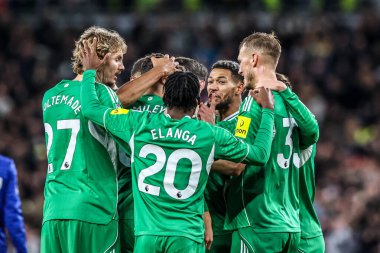 Newcastle United takımından Lewis Miley, Premier League maçı Everton - Newcastle United maçında 29 Kasım 2025 'te Liverpool' daki Hill Dickinson Stadyumu 'nda 0-2' lik galibiyetini kutluyor. 