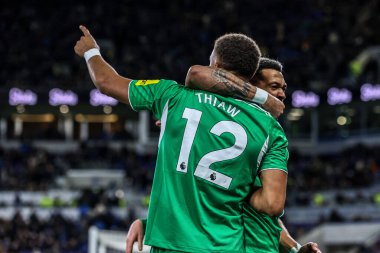 Newcastle United takımından Malick Thiaw, İngiltere 'nin Liverpool şehrindeki Hill Dickinson Stadyumu' nda oynanan Premier League maçı Everton - Newcastle United maçında 0-4 'lük galibiyetini kutluyor. 