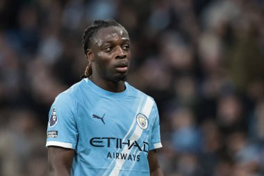 Manchester City - Leeds United Premier League maçı sırasında Manchester City 'den Jeremy Doku Etihad Stadyumu' nda 29 Kasım 2025 