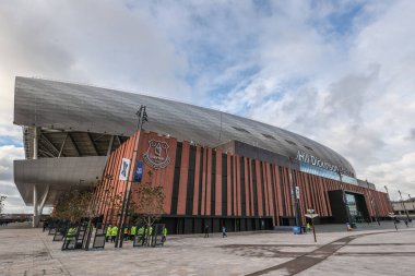 İngiltere 'nin Liverpool şehrindeki Dickinson Stadyumu' nda oynanan Everton - Newcastle United Premier League karşılaşması öncesinde Hill Dickinson Stadyumu 'nun genel görüntüsü. 
