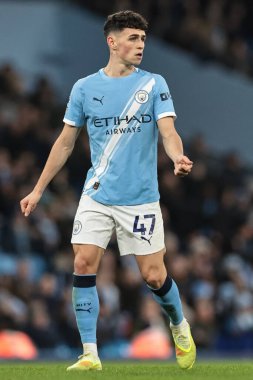 Manchester City ile Leeds United arasındaki Premier League maçı sırasında Manchester City 'den Phil Foden, Etihad Stadyumu' nda, 29 Kasım 2025 