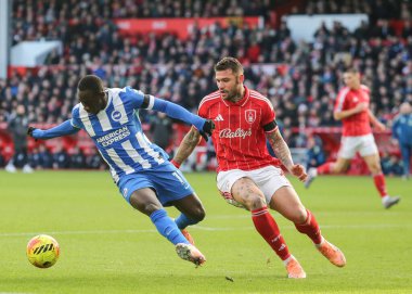 Brighton & Hove Albion takımından Yankuba Minteh, İngiltere 'nin Nottingham Forest-Brighton ve Hove Albion maçlarında 30 Kasım 2025' te City Ground, Nottingham 'da karşı karşıya geldi. 