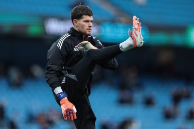 Leeds United kalecisi Illan Meslier Premier Lig maçında Manchester City - Leeds United maçında 29 Kasım 2025 'te Etihad Stadyumu' nda ısındı. 