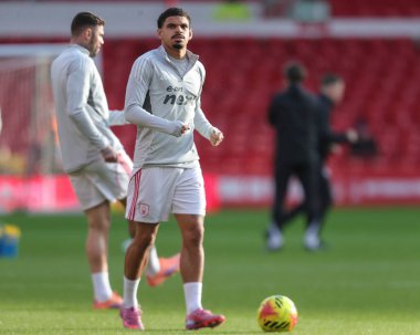Nottingham Ormanı 'ndan Morgan Gibbs-White Premier League maçı sırasında Nottingham Forest, Brighton ve Hove Albion' a karşı 30 Kasım 2025 'te Nottingham, İngiltere' de oynanan maç öncesi ısınma maçında... 