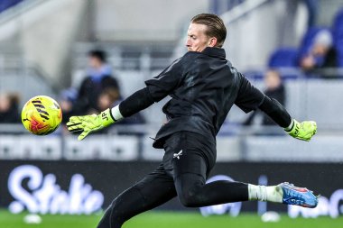 Everton kalecisi Jordan Pickford Premier League maçında Everton - Newcastle United maçı sırasında İngiltere 'nin Liverpool kentinde 29 Kasım 2025' te oynanan maç öncesi ısınma maçında 