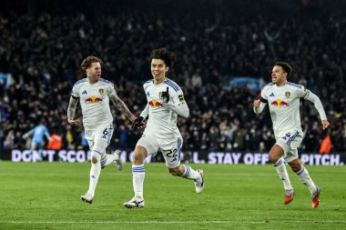 Ao Tanaka of Leeds United celebrates his goal to make it 2-0 during the Premier League match Leeds United vs Chelsea at Elland Road, Leeds, United Kingdom, 3rd December 2025 