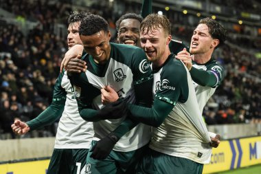 Middlesbrough 'dan Morgan Whittaker, 5 Aralık 2025' te MKM Stadyumu 'nda Hull City ile Middlesbrough arasındaki Sky Bet Şampiyonası maçında 0-3 kazanma hedefini kutluyor. 