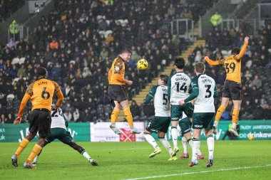 Charlie Hughes of Hull City heads on goal during the Sky Bet Championship match Hull City vs Middlesbrough at MKM Stadium, Hull, United Kingdom, 5th December 2025 