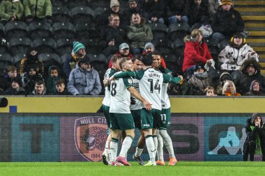 David Strelec of Middlesbrough celebrates his goal to make it 0-1 during the Sky Bet Championship match Hull City vs Middlesbrough at MKM Stadium, Hull, United Kingdom, 5th December 2025 
