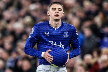 Vitaliy Mykolenko of Everton during the Premier League match Everton vs Nottingham Forest at Hill Dickinson Stadium, Liverpool, United Kingdom, 6th December 2025 