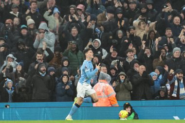 Phil Foden of Manchester City celebrates his goal to make it 3-0 during the Premier League match Manchester City vs Sunderland at Etihad Stadium, Manchester, United Kingdom, 6th December 2025 