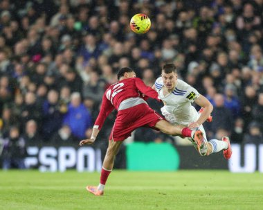 Leeds United takımından Jaka Bijol, Leeds United 'ın Liverpool' a karşı oynadığı Premier Lig maçında 6 Aralık 202 'de Leeds Road, İngiltere' de mücadele etti.