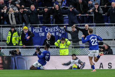 Everton 'dan Thierno Barry, Premier League maçı Everton-Nottingham Forest maçında 6 Aralık 2025' te Liverpool, Liverpool 'daki Hill Dickinson Stadyumu' nda 2-0 'lık galibiyetini kutluyor. 